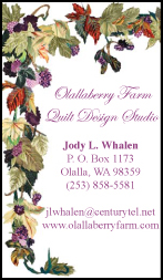 Jody Whalen - Olallaberry Farm Quilt Design StudioBusiness Card Design