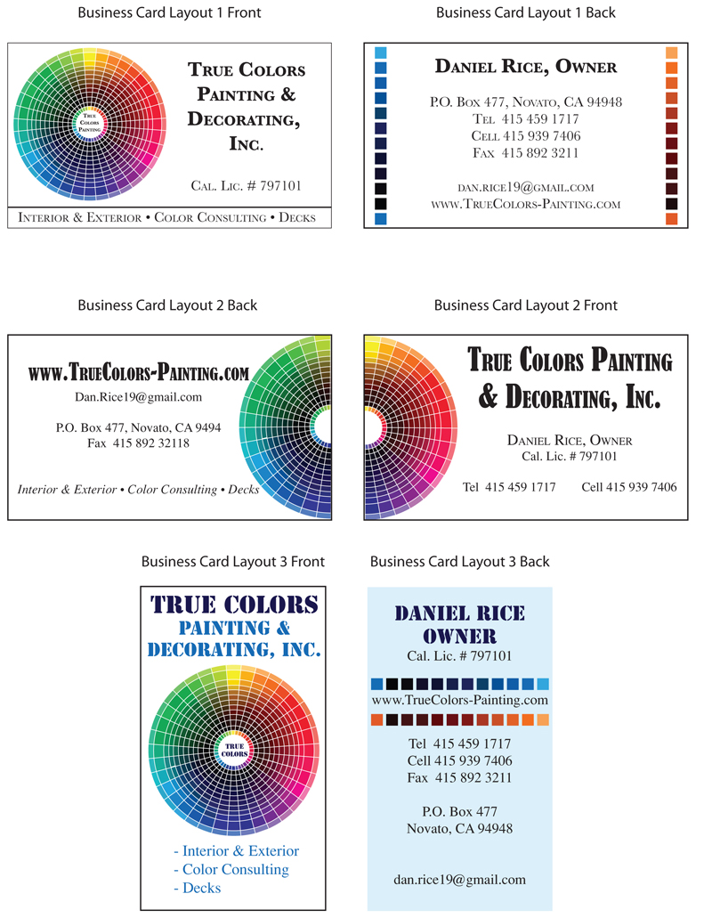 Process of Design Business Cards - True Colors Painting & Decorating, Inc.